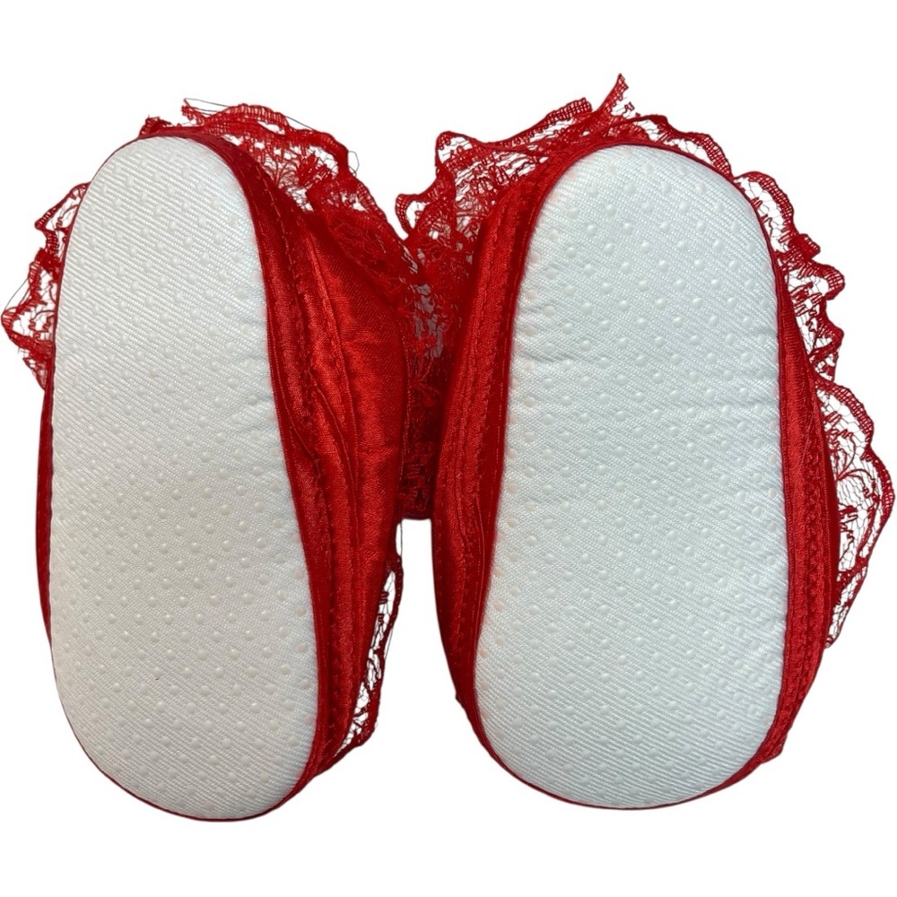 Red Satin Baby Shoes - Picture 4 of 5
